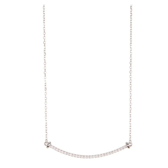 New with bag, Adornia Rhodium Plated Swarovski Crystal Curved Bar Necklace. - Picture 2 of 3